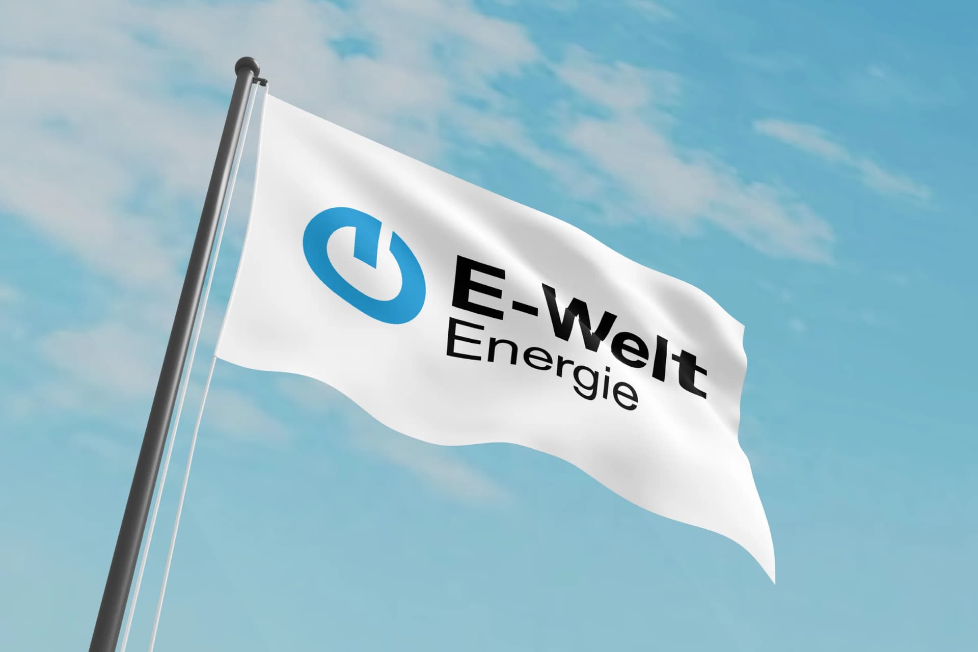 Fahne mit dem Logo von E-Welt Energie
